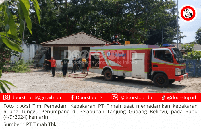 Ruang Tunggu Pelabuhan Tanjung Gudang Terbakar, PT Timah Gercep Kerahkan Tim Damkar