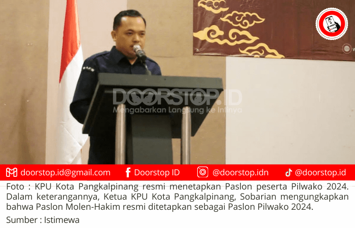 KPU Pangkalpinang Resmi Tetapkan Molen-Hakim jadi Paslon Peserta Pilwako 2024