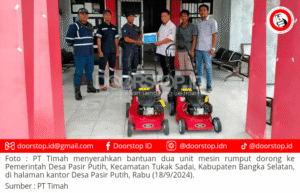PT Timah Serahkan Bantuan Mesin Rumput bagi Pemdes Pasir Putih Tukak Sadai Bangka Selatan