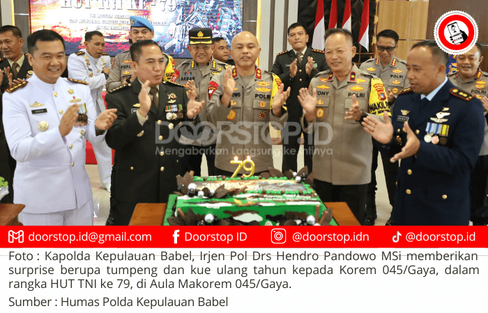 HUT TNI ke 79 : Kapolda Kepulauan Babel Beri Surprise ke Korem 045/Gaya
