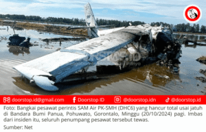 Pesawat SAM Air PK-SMH (DCHC6) Jatuh di Gorontalo, Seluruh Penumpangnya Tewas