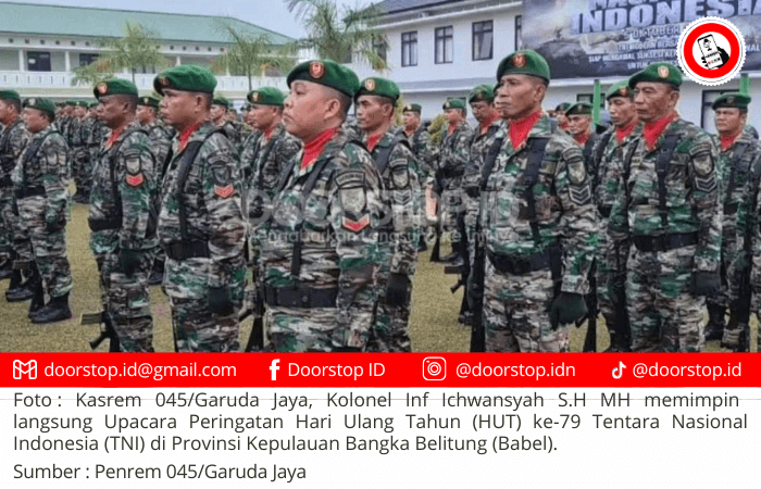 Kasrem 045/Gaya Pimpin Upacara HUT Ke 79 TNI di Kepulauan Babel: Refleksi TNI Bersama Rakyat