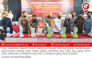 Polda Babel Musnahkan 2,8 Kg Sabu dan 1,3 Kg Ganja