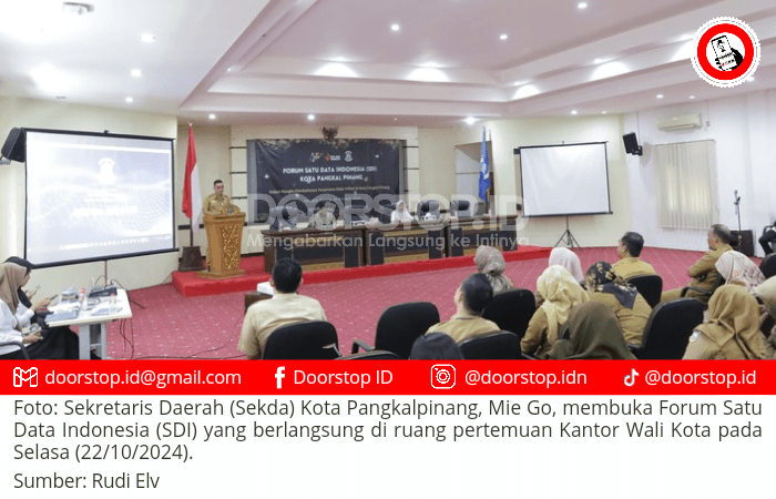 Sekda Kota Pangkalpinang, Mie Go, membuka Forum Satu Data Indonesia, Selasa (22/10/2024).