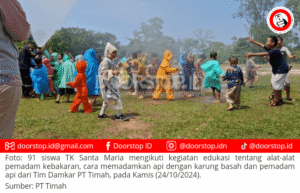 Langkah Mitigasi Kebakaran, Siswa TK Santa Maria Mentok Diedukasi Tim Damkar PT Timah