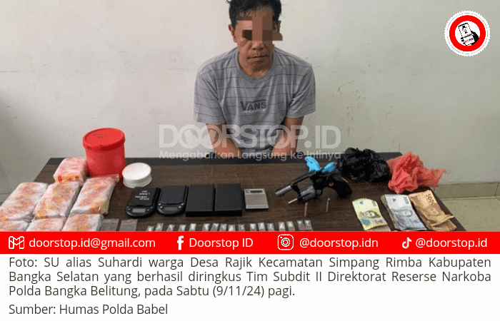Warga Basel Ditangkap Polda Babel dengan Puluhan Paket Sabu dan Senjata Airsoft Gun