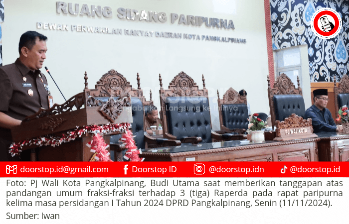 Pj Wali Kota Pangkalpinang Tanggapi Pandangan Fraksi-fraksi Terhadap Tiga Raperda