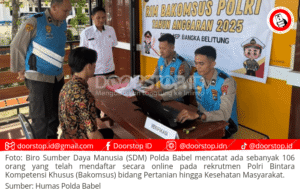 106 Peserta Daftar Rekrutmen Polri Bakomsus Polda Babel, 51 Orang Lolos Verifikasi