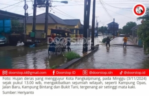 Pangkalpinang Diguyur Hujan Deras Selama 1 Jam, Sejumlah Wilayah Terendam dan Puluhan Rumah di Dua Kelurahan Rusak Diterjang Puting Beliung