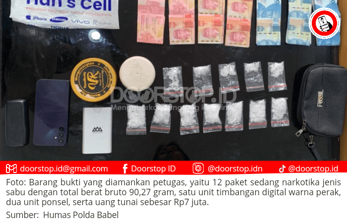 Subhat, Pria Asal Sumsel Ditangkap Polda Babel, Miliki Belasan Paket Sabu 90,27 Gram