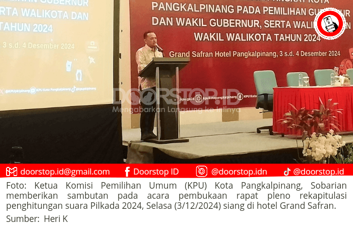 KPU Pangkalpinang Akan Gelar Rapat Pleno Rekapitulasi Pilkada 2024 Malam ini