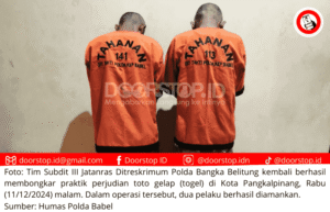 Tim Jatanras Polda Babel Berhasil Bongkar Praktik Judi Togel di Pangkalpinang, Dua Pelaku Diamankan