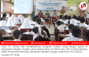 PT Timah Tbk Bagikan Makanan Bergizi Gratis di Dua SD di Namang Bangka Tengah