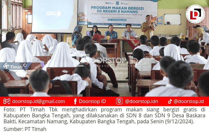 PT Timah Tbk Bagikan Makanan Bergizi Gratis di Dua SD di Namang Bangka Tengah