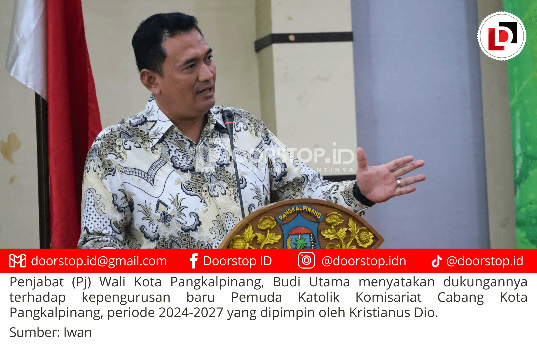Pj Wali Kota Pangkalpinang Dukung Kepengurusan Baru Pemuda Katolik