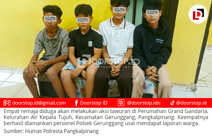 Diduga Hendak Tawuran, Empat Remaja di Pangkalpinang Diamankan Polisi