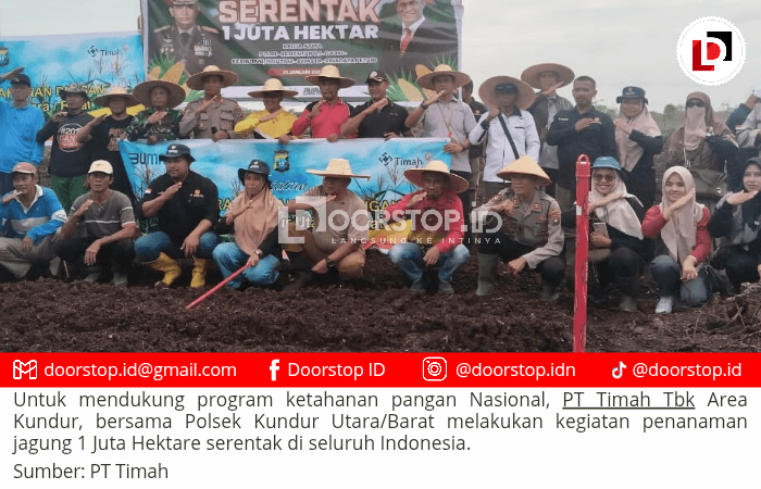 Wujudkan Ketahanan Pangan Nasional, PT Timah bersama Polsek Kundur Utara/Barat Dukung Program Satu Juta Hektare Tanaman Jagung