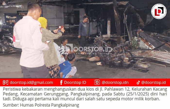 Kebakaran di Jalan Pahlawan 12 Hanguskan Dua Kios, Kerugian Ditaksir Lebih dari Rp 100 Juta