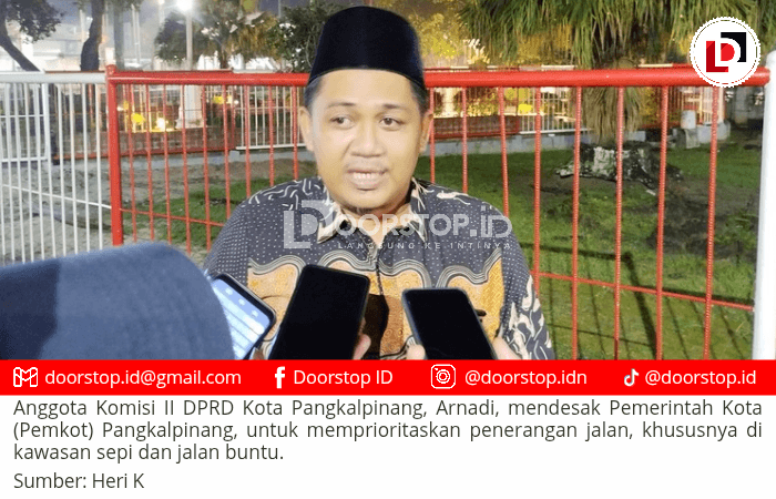 Arnadi Desak Pemkot Pangkalpinang Prioritaskan Penerangan Jalan