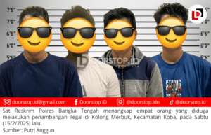 Polres Bangka Tengah Amankan Empat Penambang Ilegal di Kolong Merbuk,  Sita Sejumlah Barang Bukti