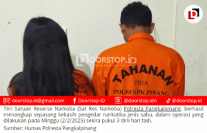 Sepasang Kekasih Pengedar Sabu di Pangkalpinang Dibekuk Polisi, Barang Bukti 9,01 Gram Diamankan