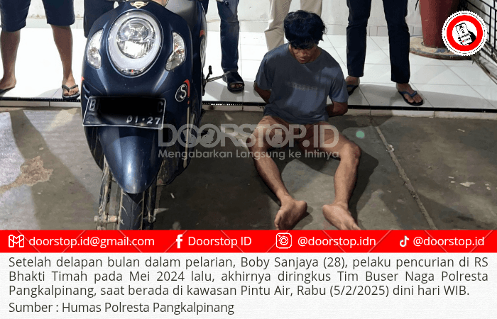 8 Bulan Jadi Buronan, Pelaku Pencurian di RS Bhakti Timah Akhirnya Dibekuk Tim Buser Naga