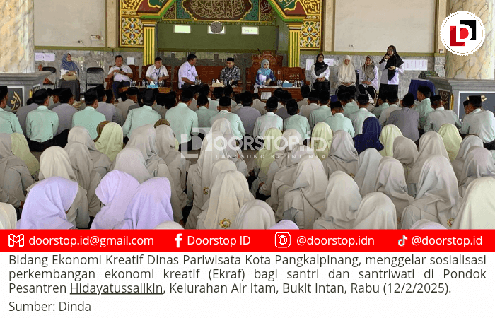 Dispar Pangkalpinang Sosialisasi di Pesantren Hidayatussalikin, Dorong Pemanfaatan Ekraf di Kalangan Santri