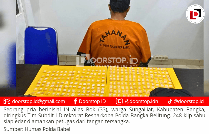 Seorang Pengedar di Sungailiat Diringkus Polisi, 248 Klip Sabu Siap Edar Diamankan