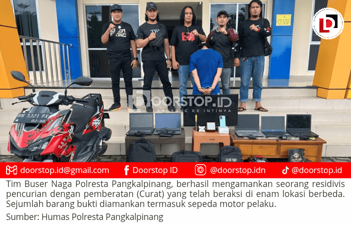 Residivis Pencurian Kembali Diringkus, Polisi Ungkap 6 Kasus di Pangkalpinang
