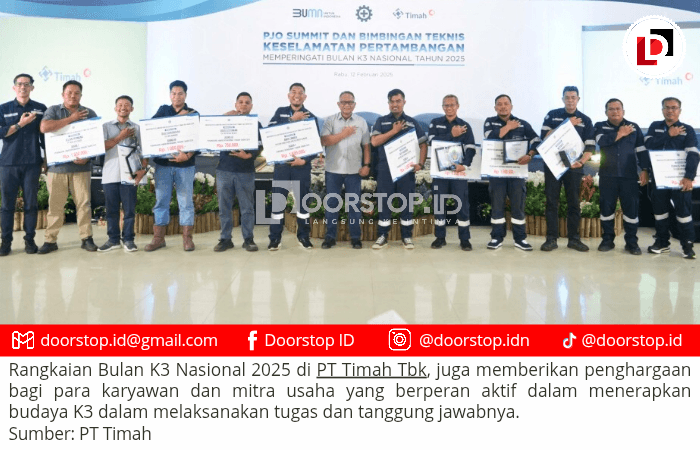 Peringatan Bulan K3 Nasional, PT Timah Berikan Penghargaan Bagi Karyawan dan Mitra Usaha