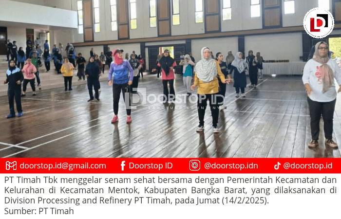 PT Timah Senam bersama Pemerintah Kecamatan dan Kelurahan di Mentok, Jalin Sinergitas dan Harmonisasi