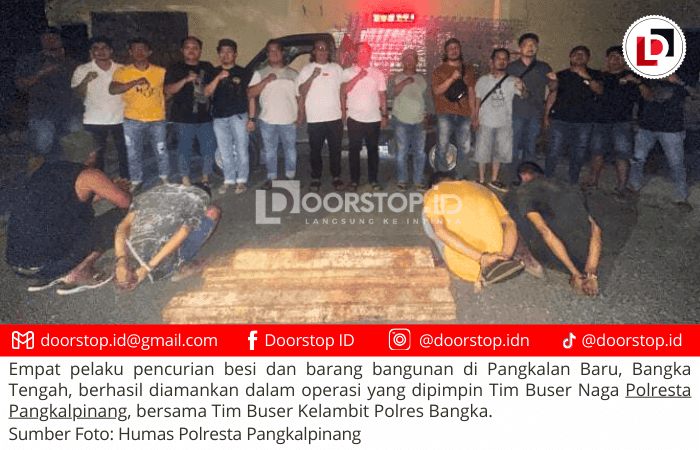 Polisi Tangkap Empat Pelaku Pencurian Besi dan Barang Bangunan di Bangka Tengah