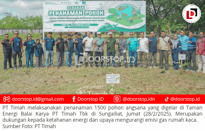 PT Timah Berkolaborasi dengan PLN dan METI, Tanam 1500 Pohon Angsana di Taman Energi Balai Karya