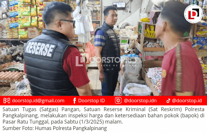 Satgas Pangan Polresta Pangkalpinang Pantau Harga dan Stok Bapok di Pasar Ratu Tunggal
