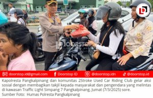 Polresta Pangkalpinang dan Komunitas 2Stroke Gelar Aksi Berbagi Takjil di Simpang 7
