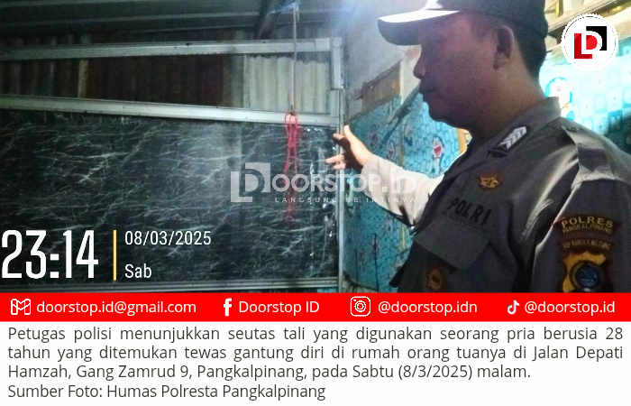 Pria di Pangkalpinang Ditemukan Tewas Gantung Diri, Keluarga Menolak Visum