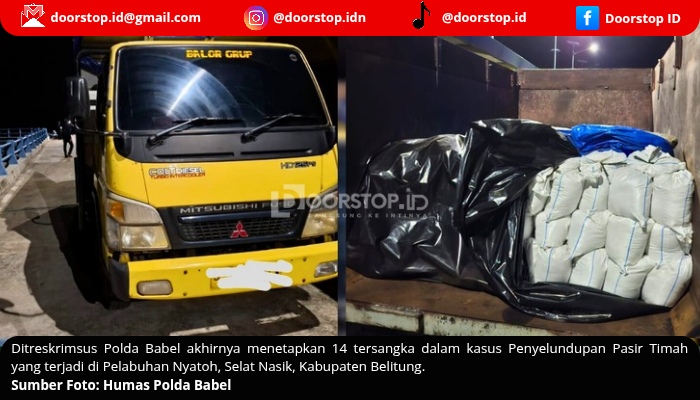 Polda Babel Tetapkan 14 Tersangka dalam Kasus Penyelundupan Pasir Timah di Belitung