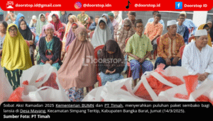 Sobat Aksi Ramadan 2025, Kementerian BUMN dan PT Timah Berbagi Paket Sembako untuk Warga Desa Mayang