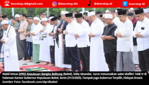 Eddy Iskandar Tunaikan Salat Idulfitri di Halaman Kantor Gubernur Babel