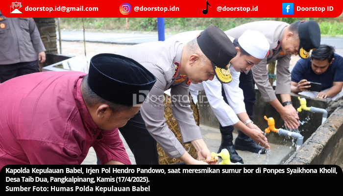 Resmikan Sumur Bor di Ponpes Syaikhona Kholil Pangkalpinang, Kapolda Babel: Semoga Bermanfaat