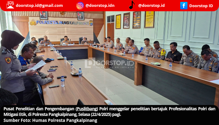 Puslitbang Polri Gelar Penelitian Profesionalitas dan Mitigasi Etik di Polresta Pangkalpinang