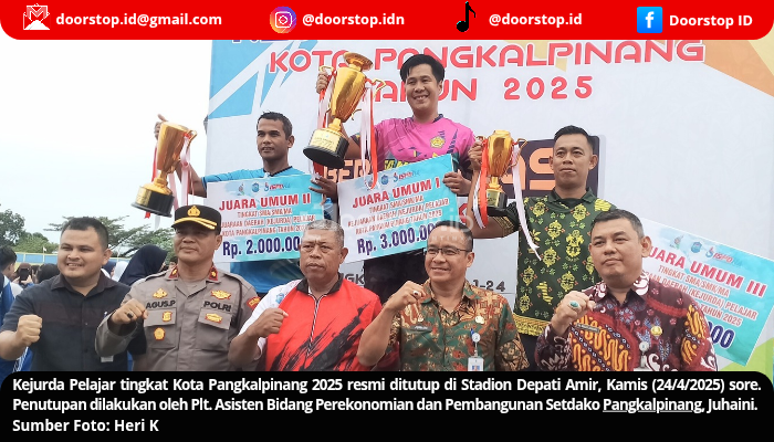 Kejurda Pelajar Pangkalpinang 2025 Resmi Ditutup, Smansa dan SMPN 1 Raih Juara Umum