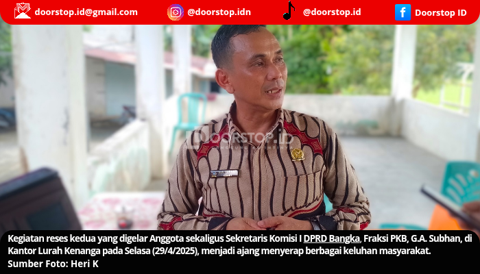 Reses di Kenanga, Sekretaris Komisi I DPRD Bangka G.A. Subhan Soroti Urgensi Data Valid dan Layanan Dasar