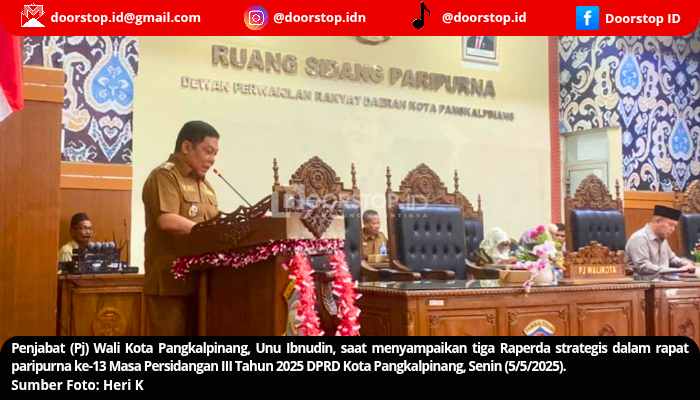 Pj Wali Kota Pangkalpinang Sampaikan Tiga Raperda Strategis dalam Rapat Paripurna DPRD
