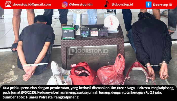 Gasak Motor dan Aki dari Rumah Pondok, Dua Pemuda di Pangkalpinang Dicokok Polisi