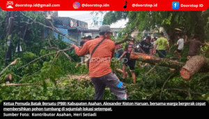 Ketua PBB Asahan Bersama Warga Gercep Evakuasi Pohon Tumbang, Pemerintah Setempat Tak Turut Serta?