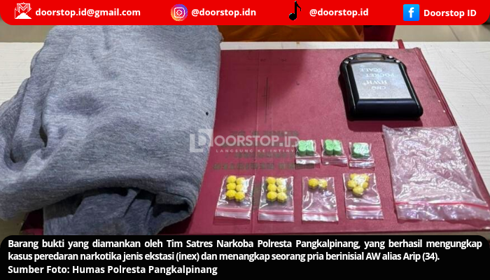 Satres Narkoba Polresta Pangkalpinang Tangkap Pengedar Ekstasi, Puluhan Butir Diamankan