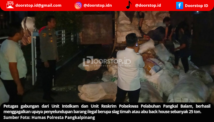 Polisi Gagalkan Pengiriman 25 Ton Slag Timah Ilegal di Pelabuhan Pangkal Balam