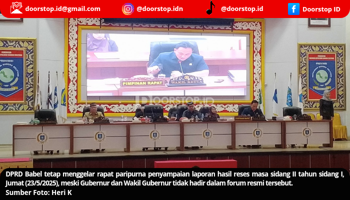 DPRD Babel Serahkan Laporan Hasil Reses dari Tujuh Dapil, Gubernur Absen di Paripurna