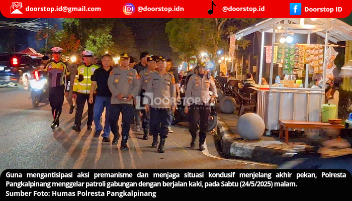 Antisipasi Premanisme dan Keramaian Akhir Pekan, Polresta Pangkalpinang Gelar Patroli Gabungan Jalan Kaki